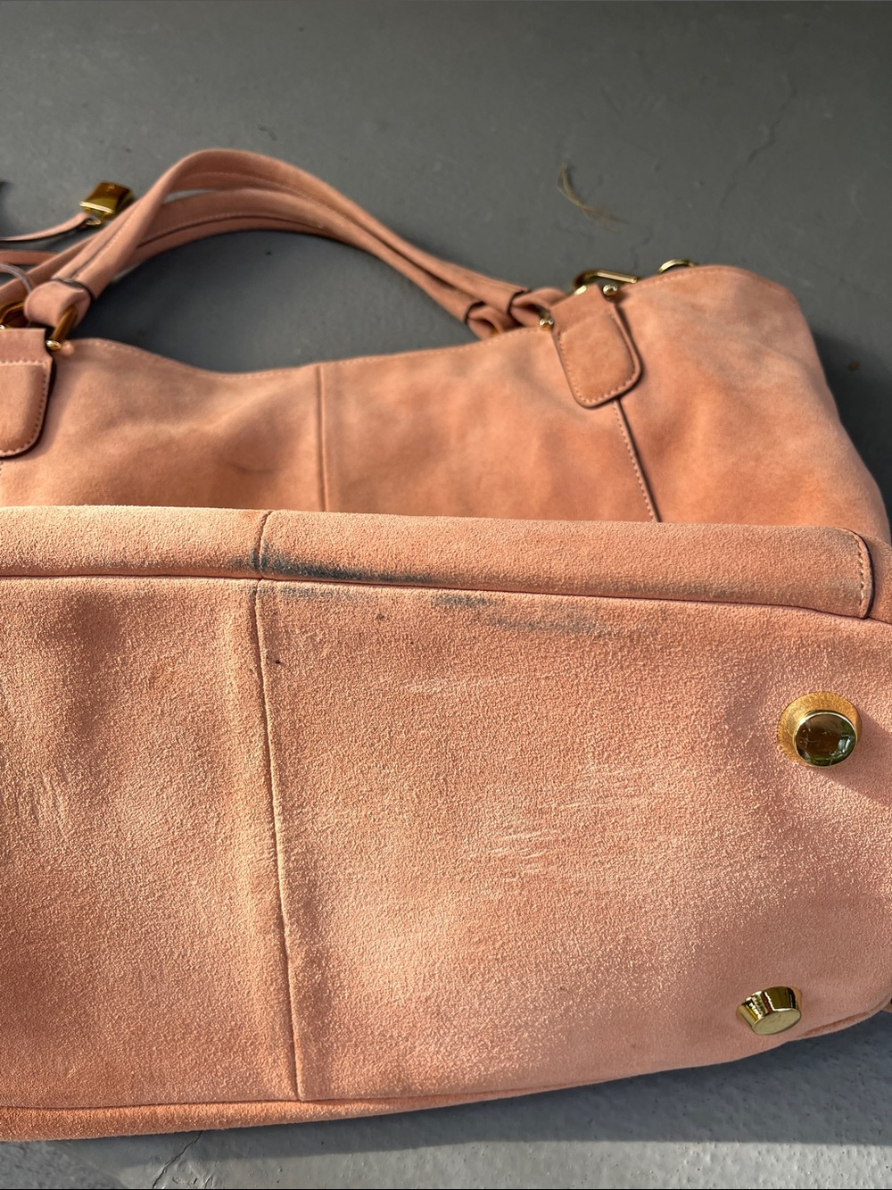 Elegant Blush Pink Suede Tote Handbag - Picture 5 of 11